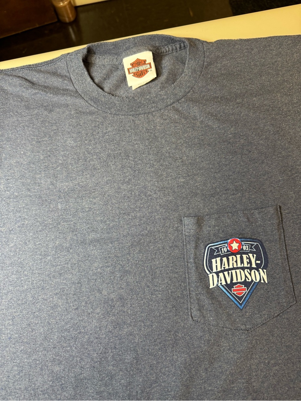 Harley-Davidson Short Sleeve Pocket Tee in Heather Gray-Blue